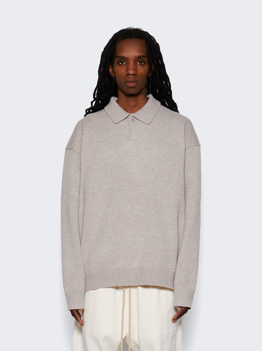 Essentials Knit Polo Sweater Core Heather - 3