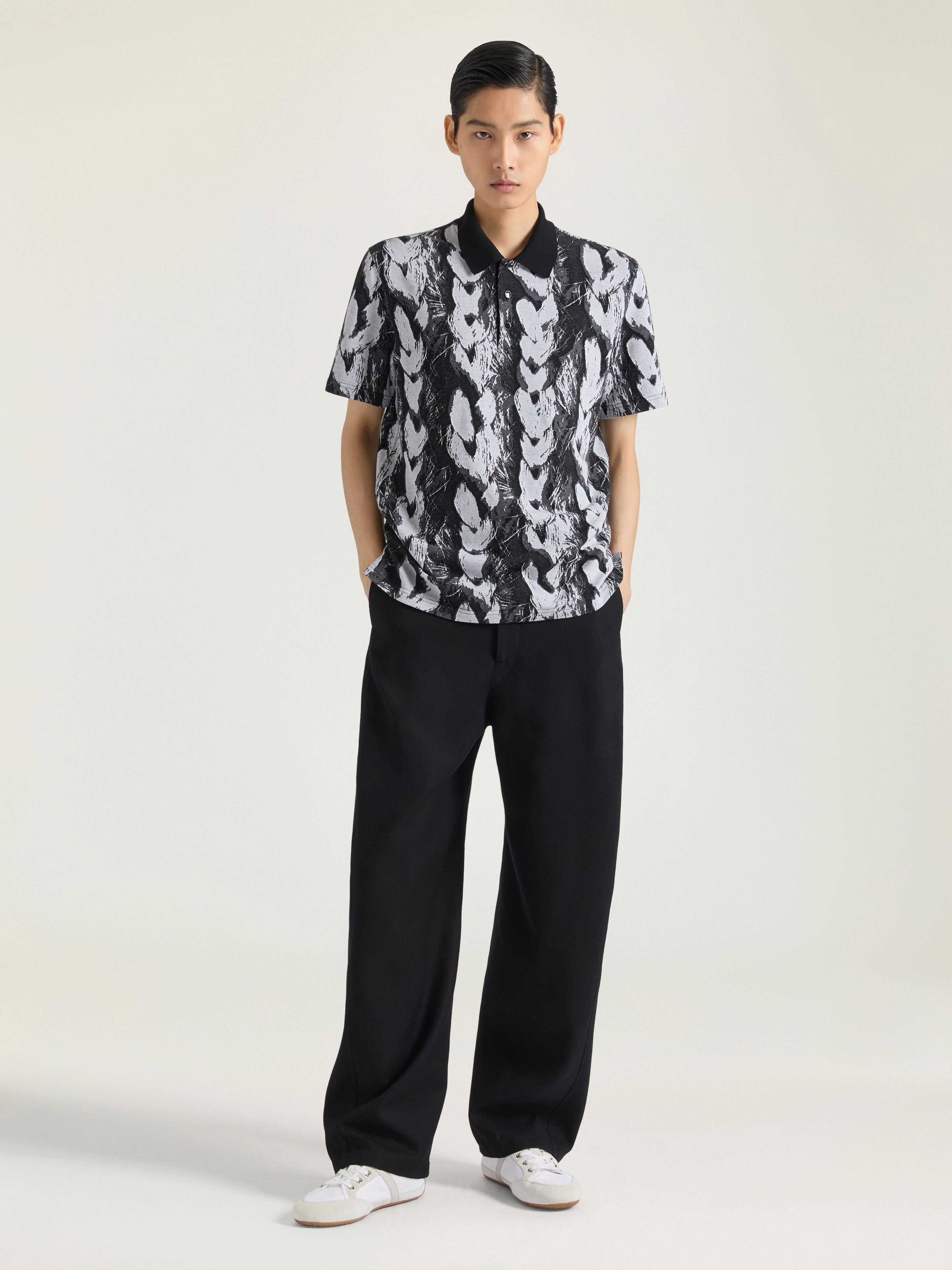 POLO IN COTTON WITH HAIR JACQUARD - 2