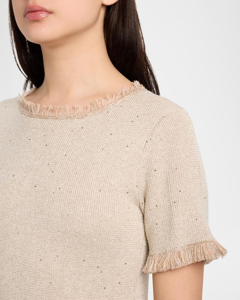 Kate Fringe-Trim Sequin Knit Sweater 5