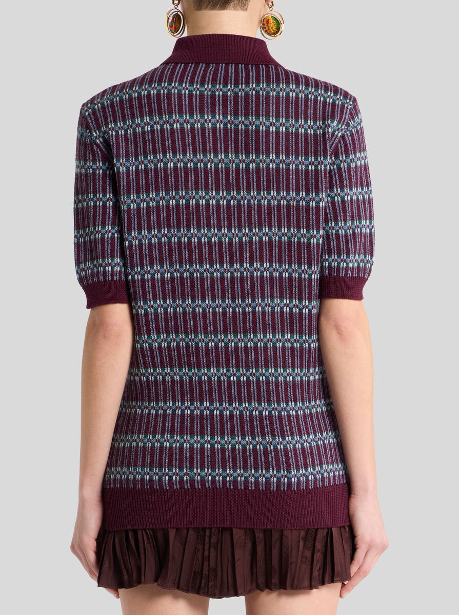 WOOL-BLEND JACQUARD POLO SHIRT - 5