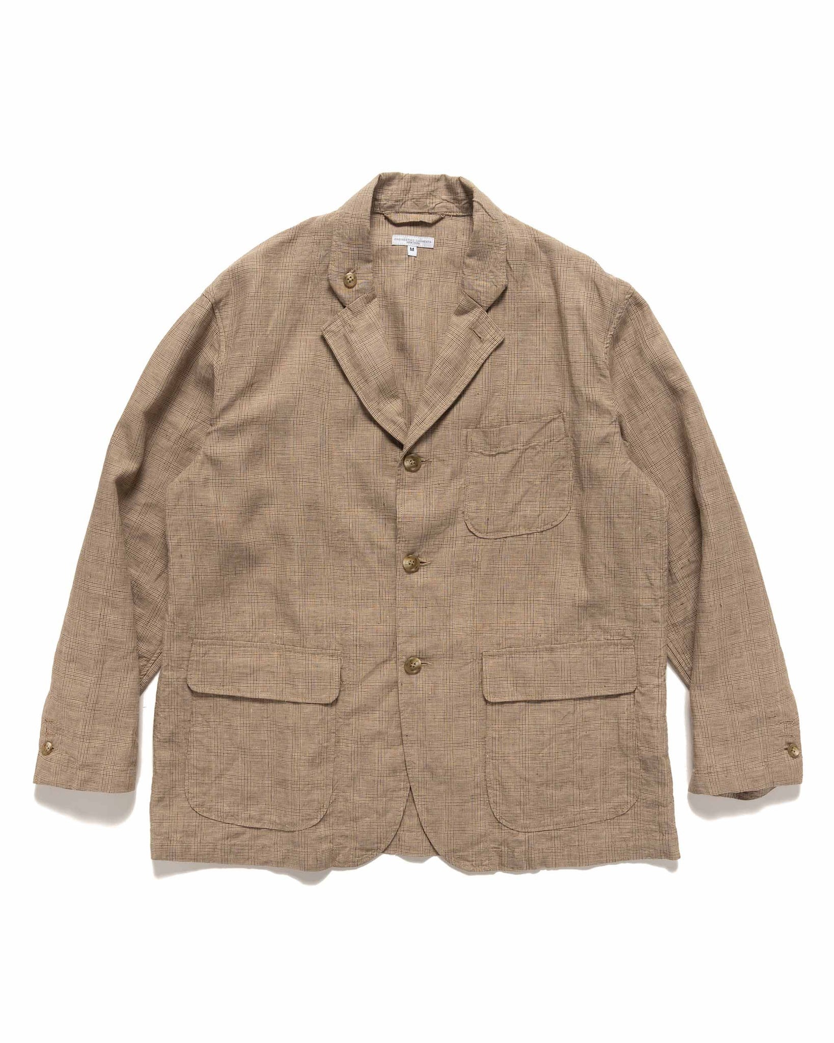 Loiter Jacket Linen Glen Plaid Beige - 1