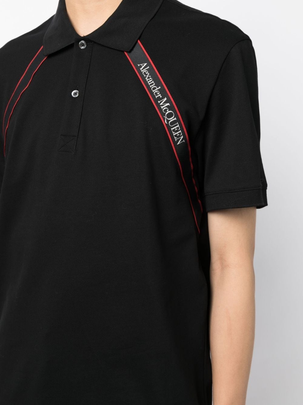 logo-tape cotton polo shirt - 5