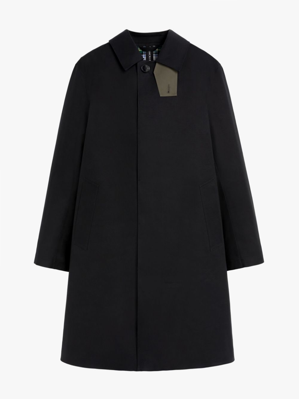 TARTAN OXFORD BLACK BONDED COTTON 3/4 COAT - 1