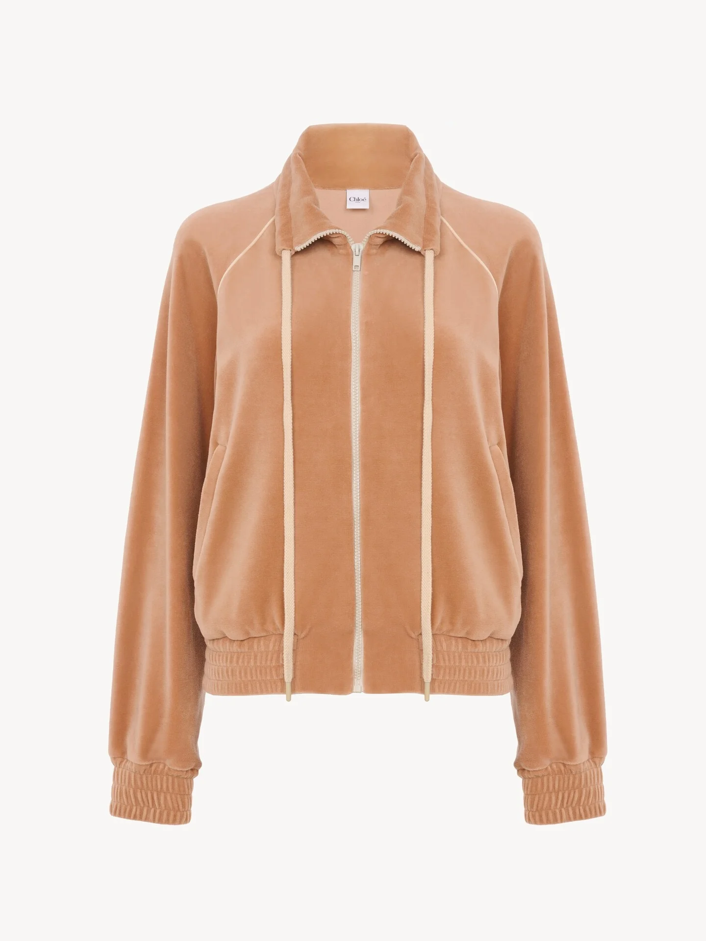 HIGH-NECK LOGO TRACKSUIT JACKET IN VELVET - 1