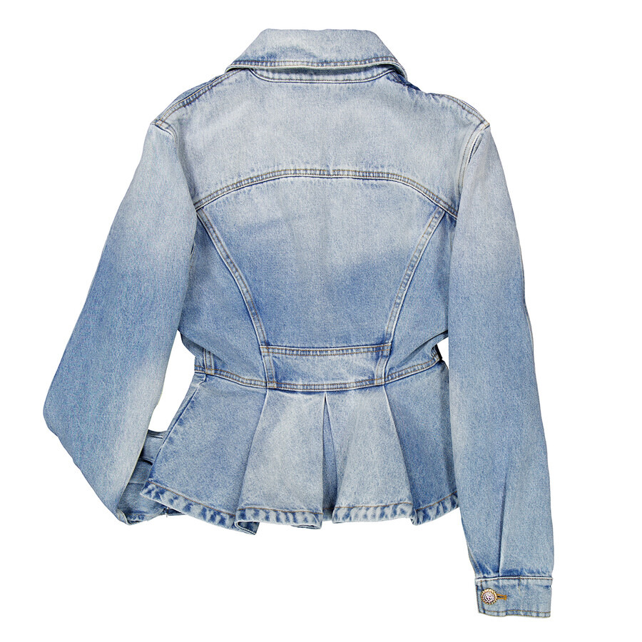 Balmain Logo-Buttons Pleated Denim Blazer - 6
