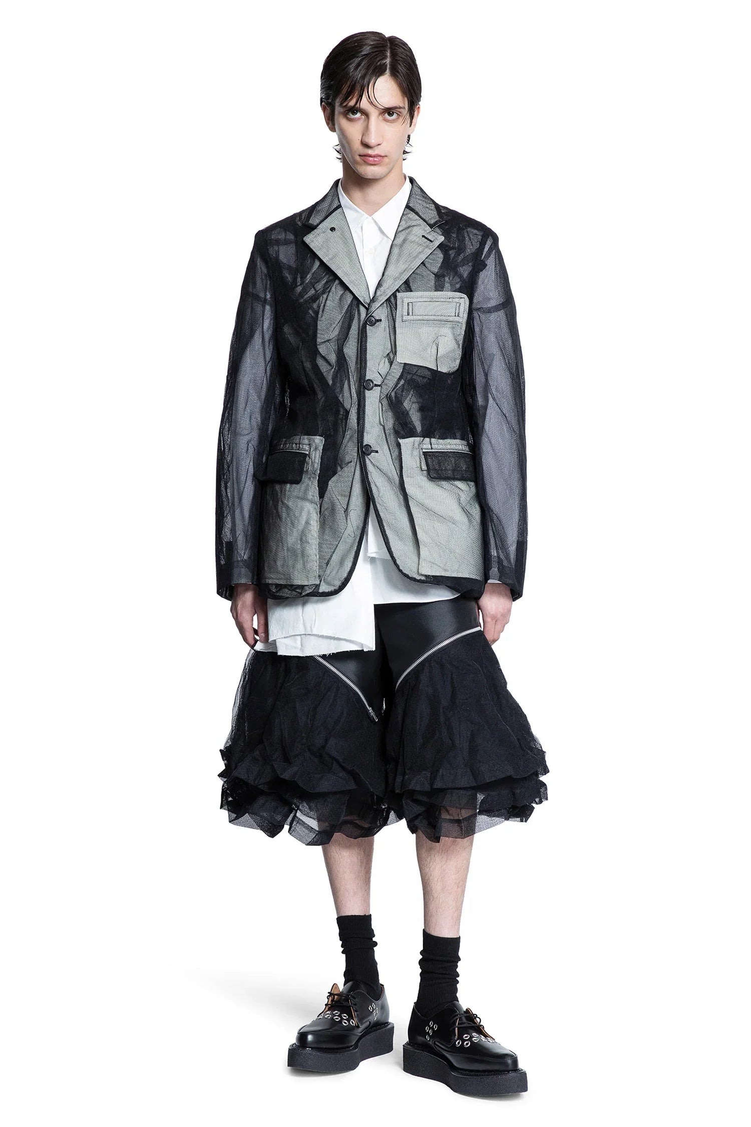 Satin-And-Crinkled-Tulle-Shorts - 4