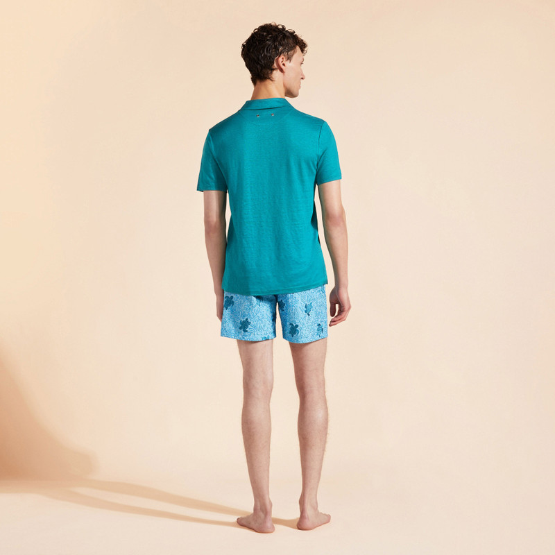 Men Linen Jersey Polo Solid 4