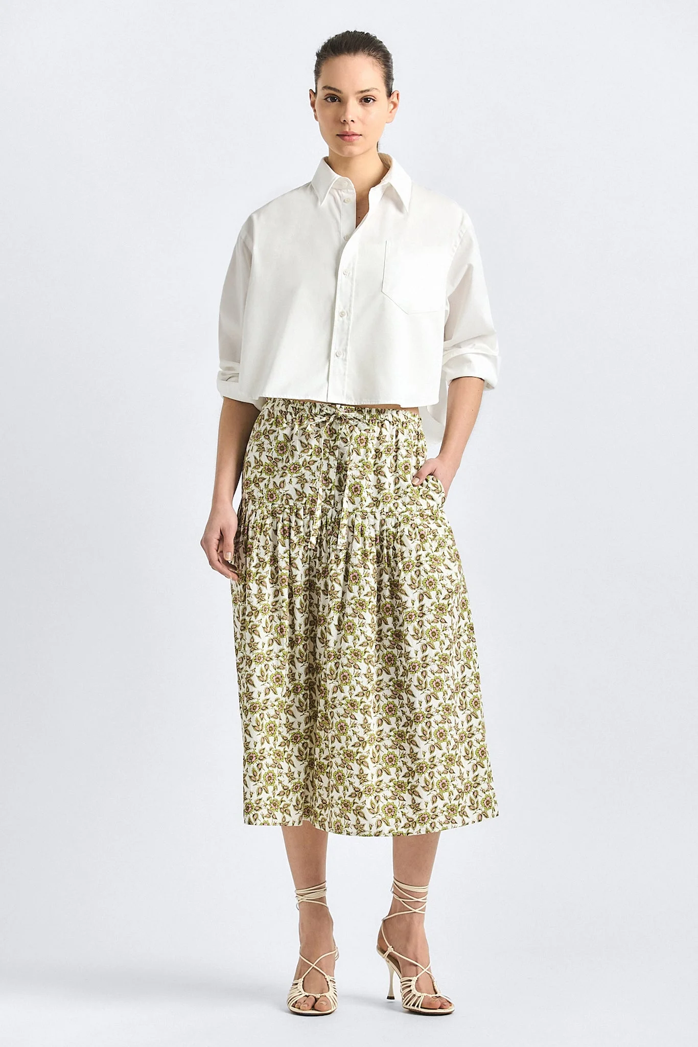 BEAU DROP WAIST MIDI SKIRT - 1