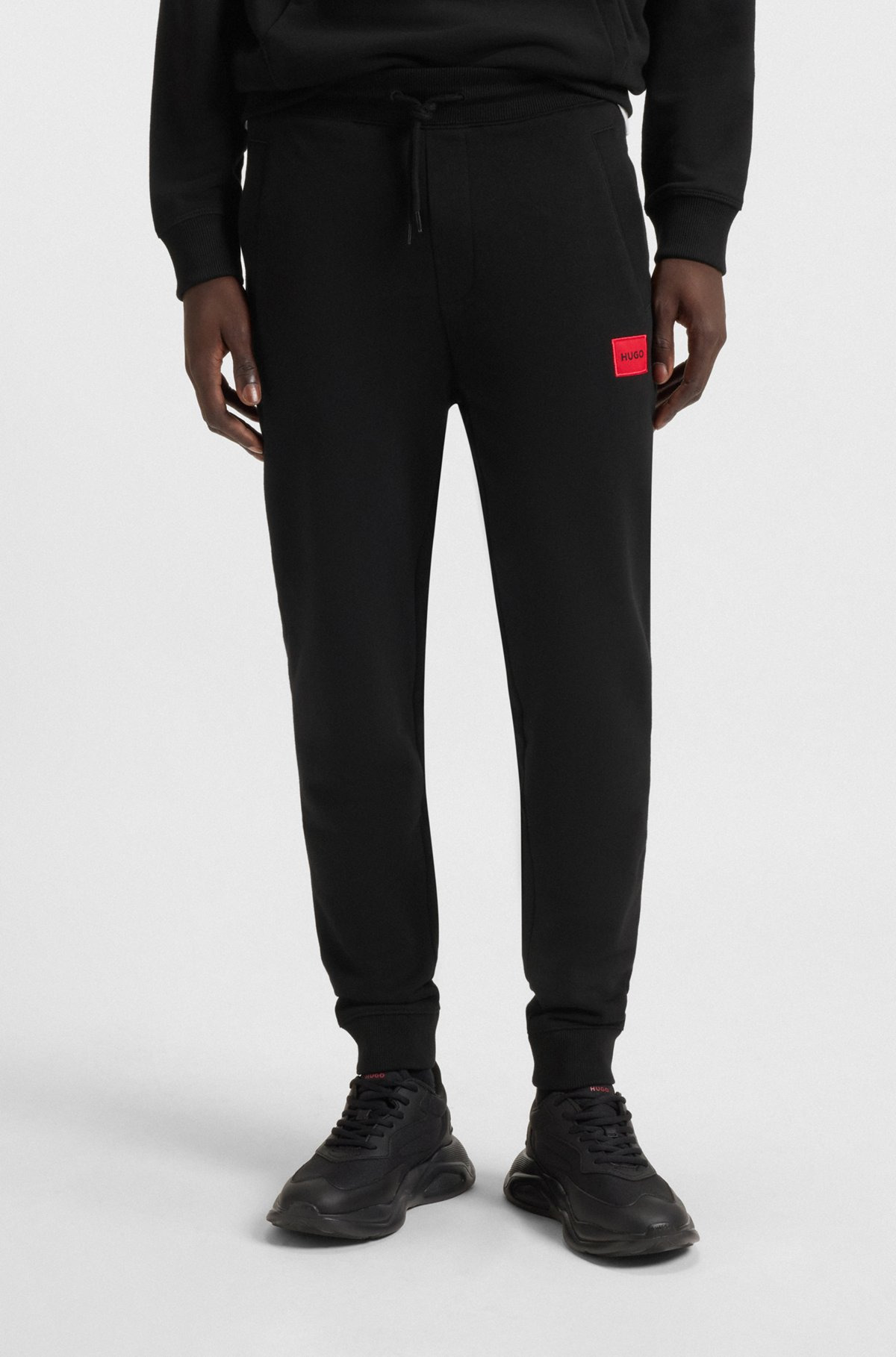 COTTON-TERRY TRACKSUIT BOTTOMS WITH RED LOGO LABEL - 2