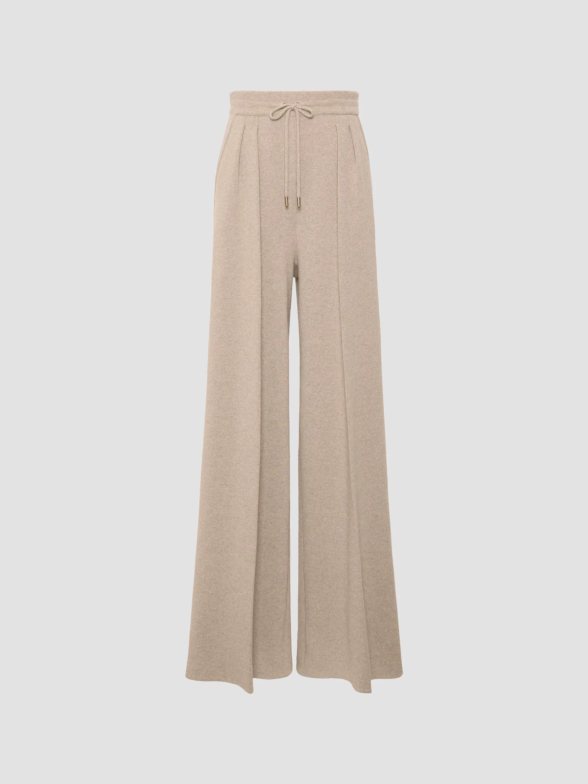 Women's Wool and Cashmere Trousers - Beige - 1