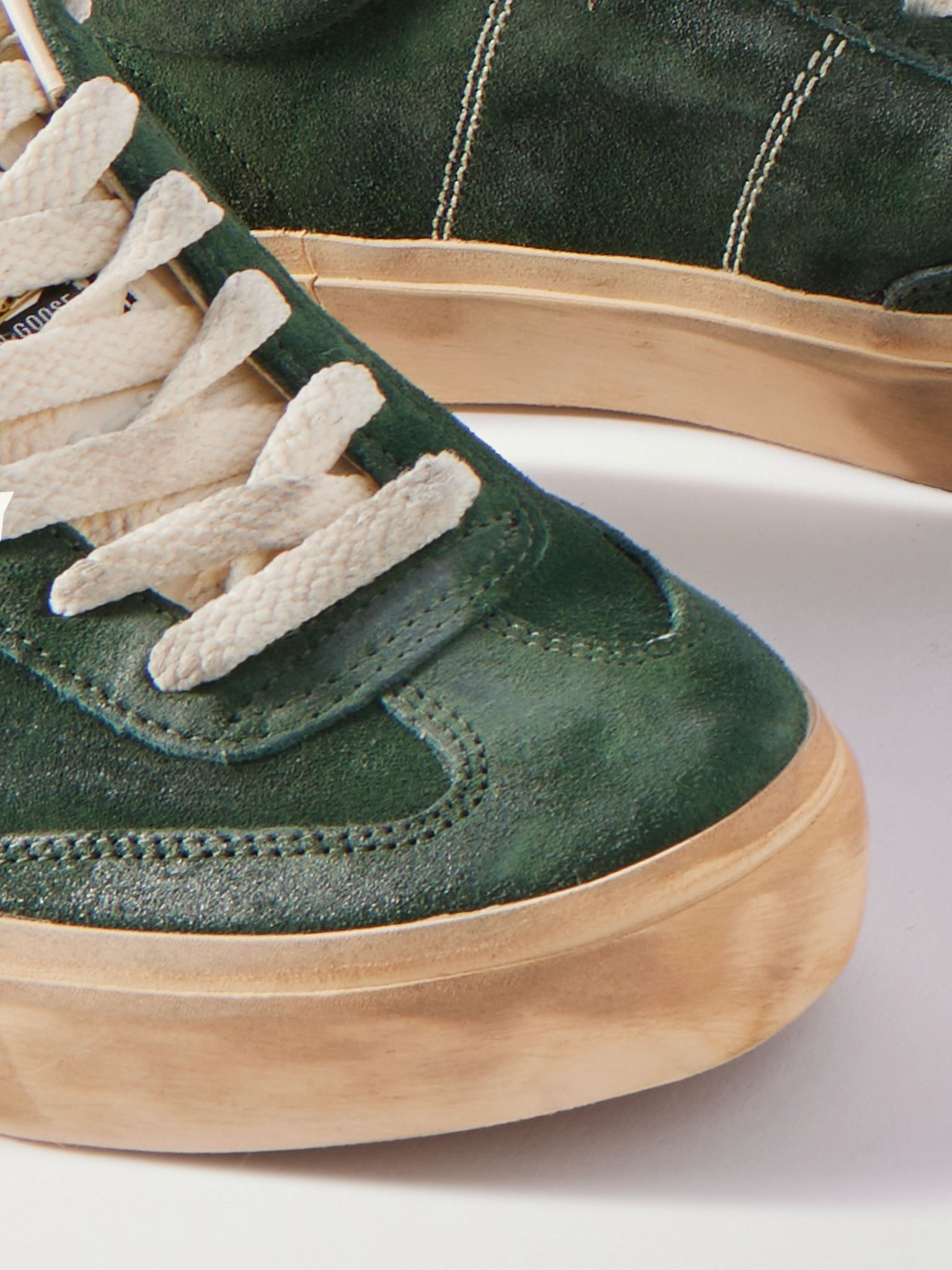 Soul-Star leather-trimmed suede sneakers Green - 4