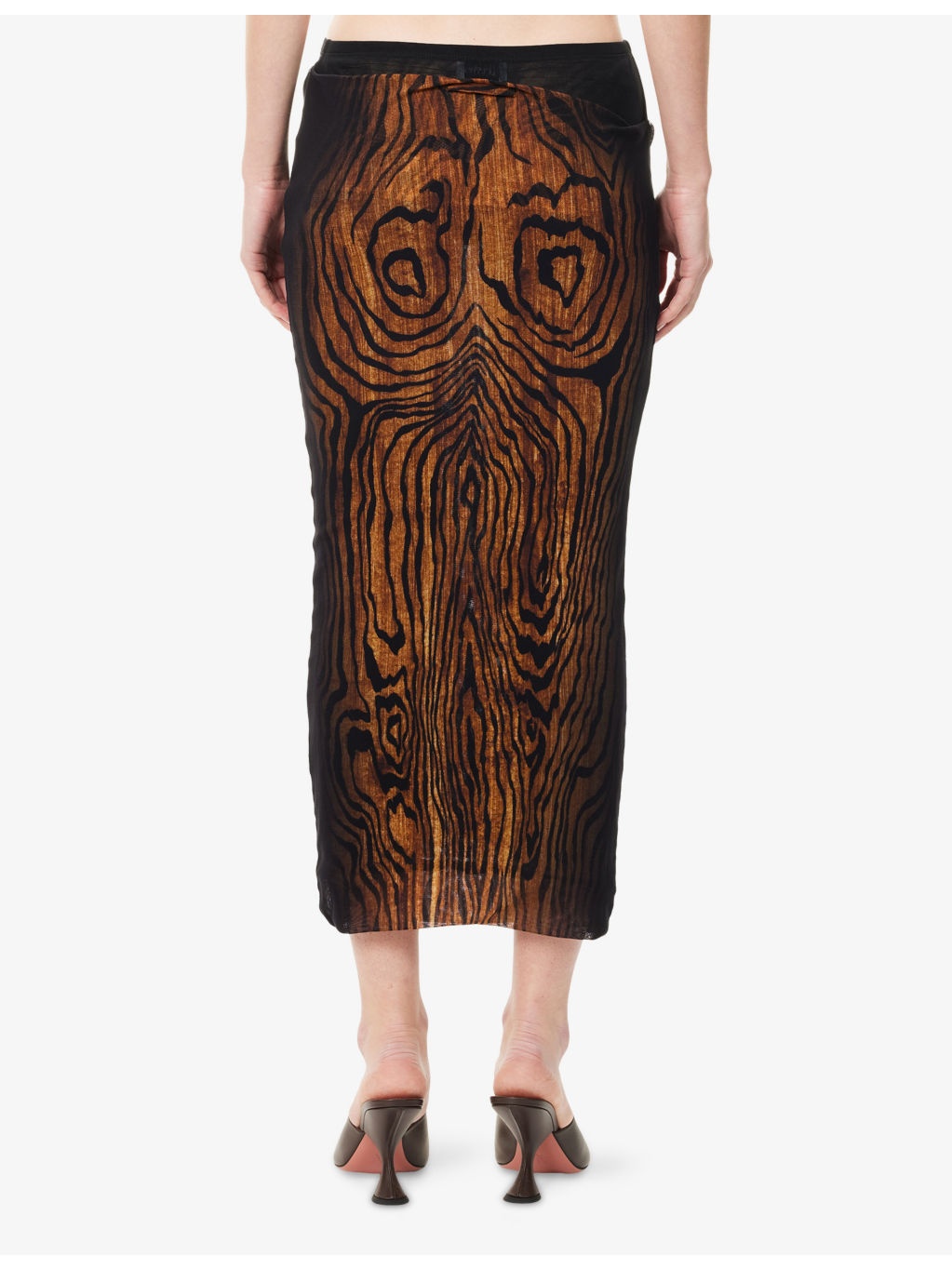Printed Slim-Fit Woven Midi Skirt - 4