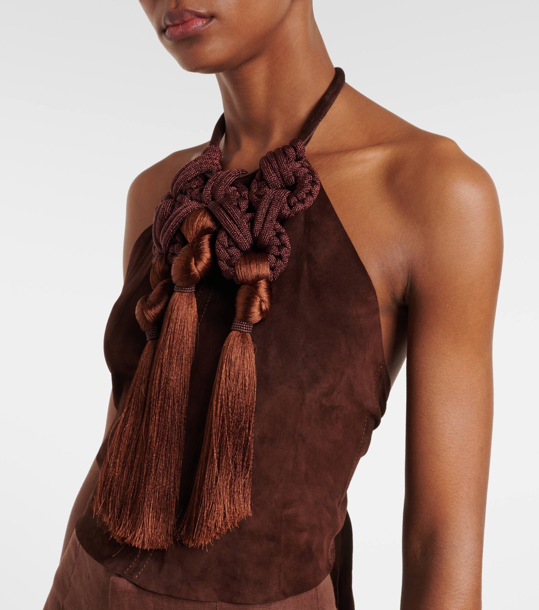 Knot-detail leather top - 4
