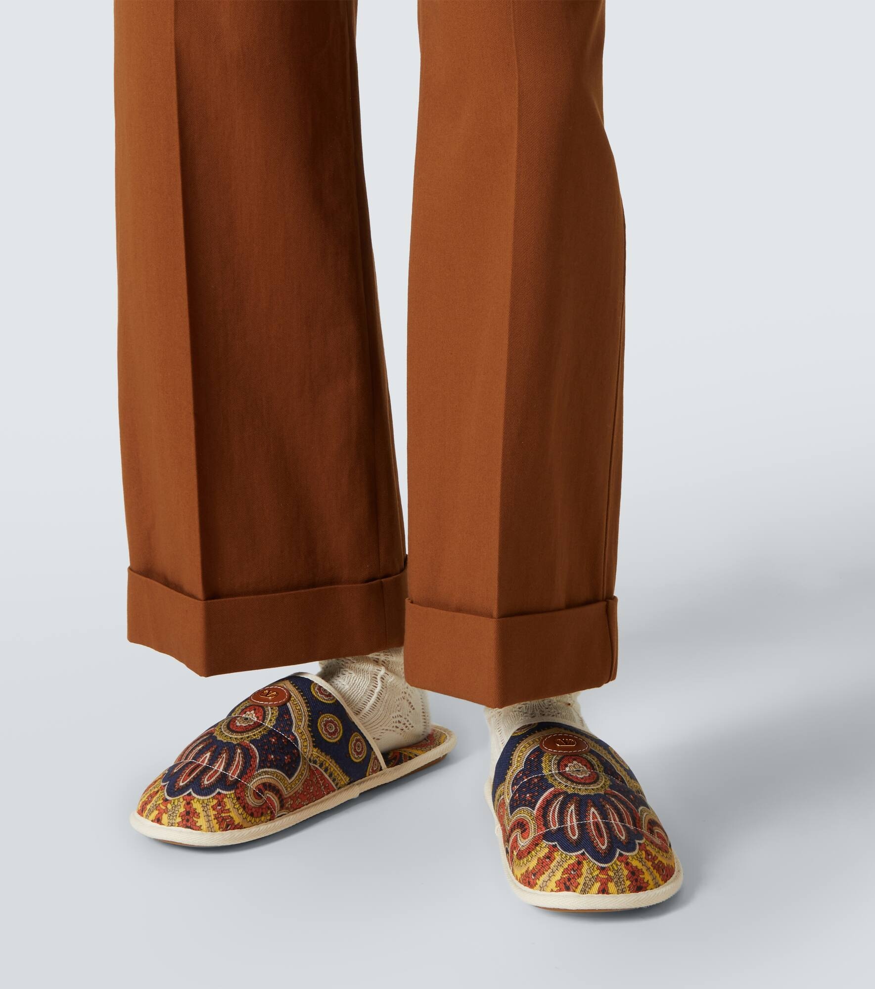 Cropped cotton gabardine wide-leg pants - 6