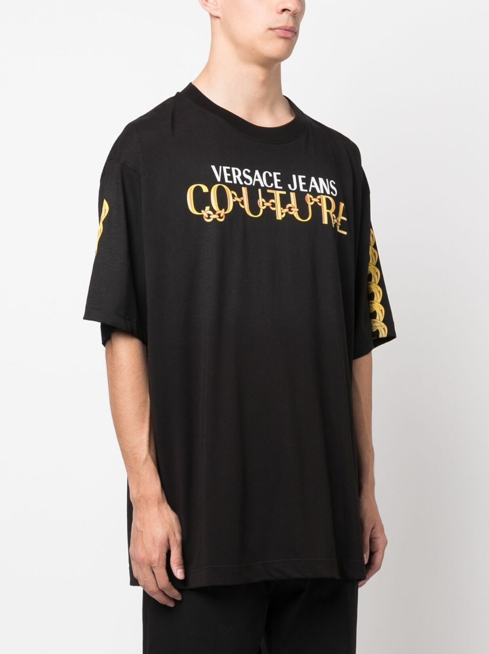 chain-link cotton T-shirt - 3