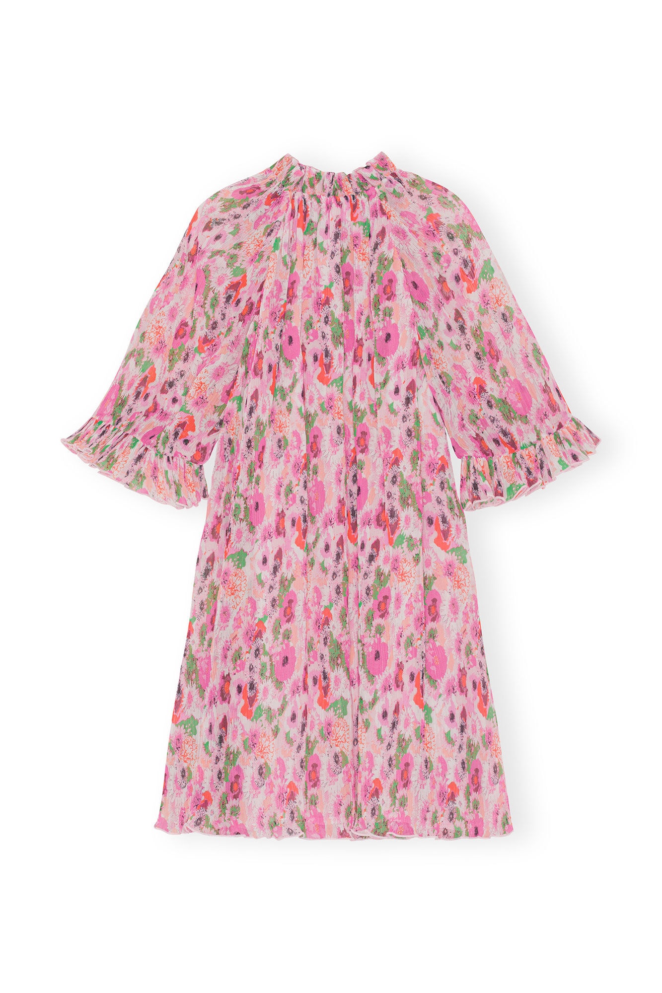 PLEATED GEORGETTE RUFFLE MINI DRESS - 9