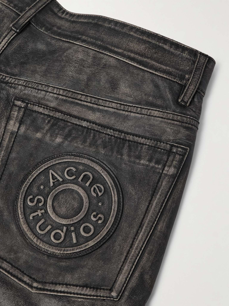 2021 Sanding Straight-Leg Panelled Distressed Leather Trousers 5