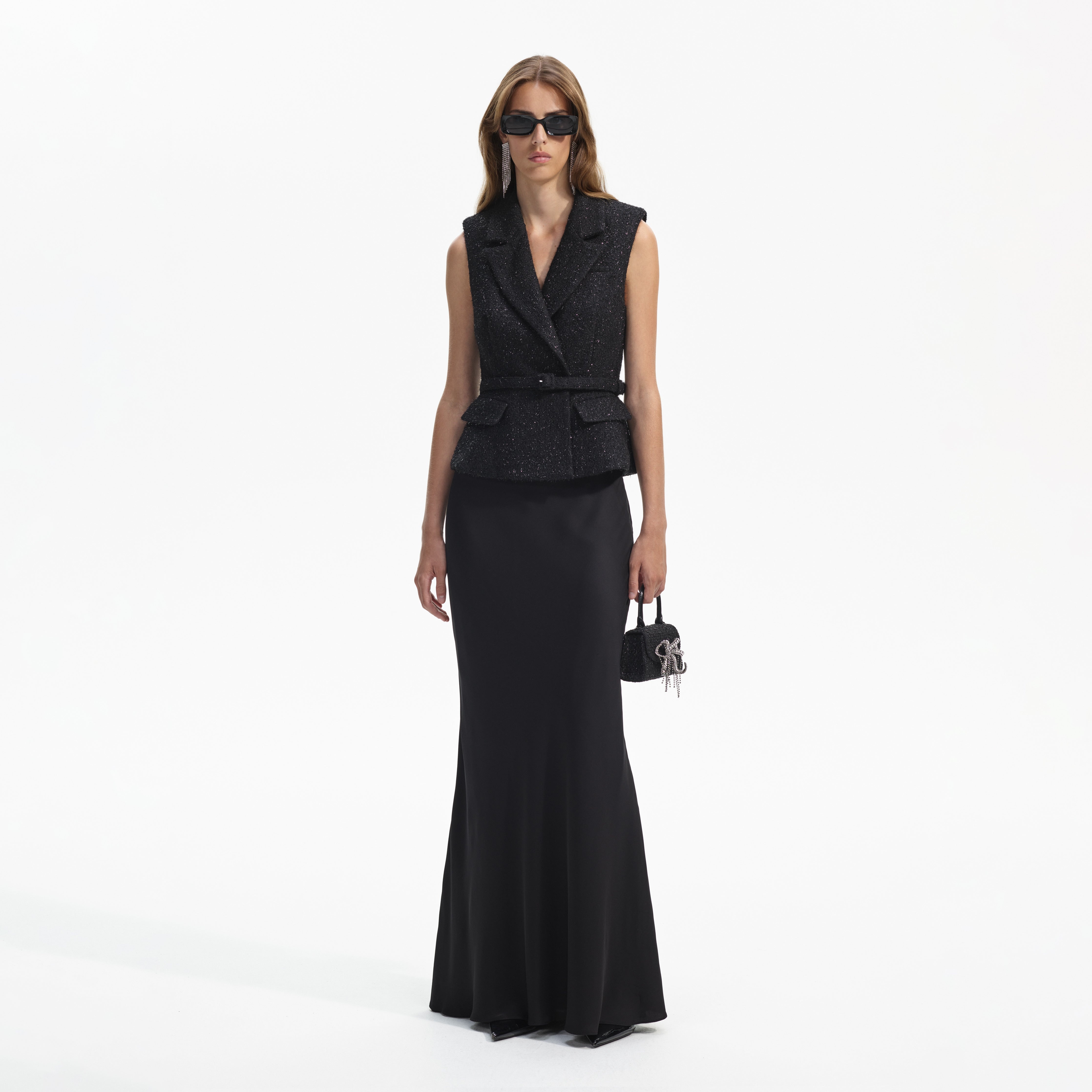 Black Boucle Maxi Dress - 1