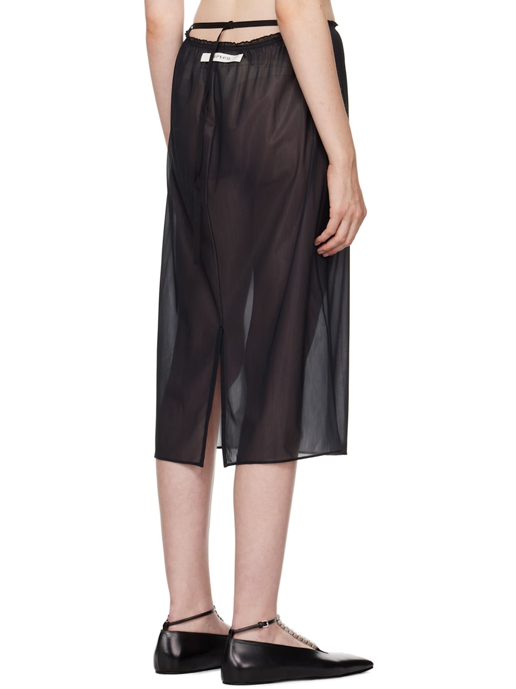 Black Sheer Midi Skirt - 3