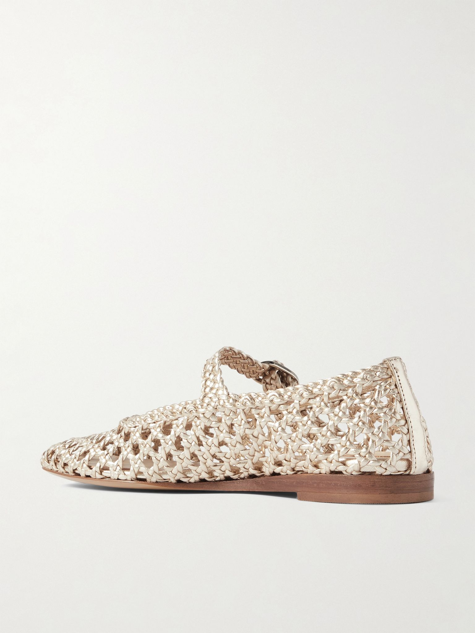 Woven metallic leather Mary Jane ballet flats Gold - 3
