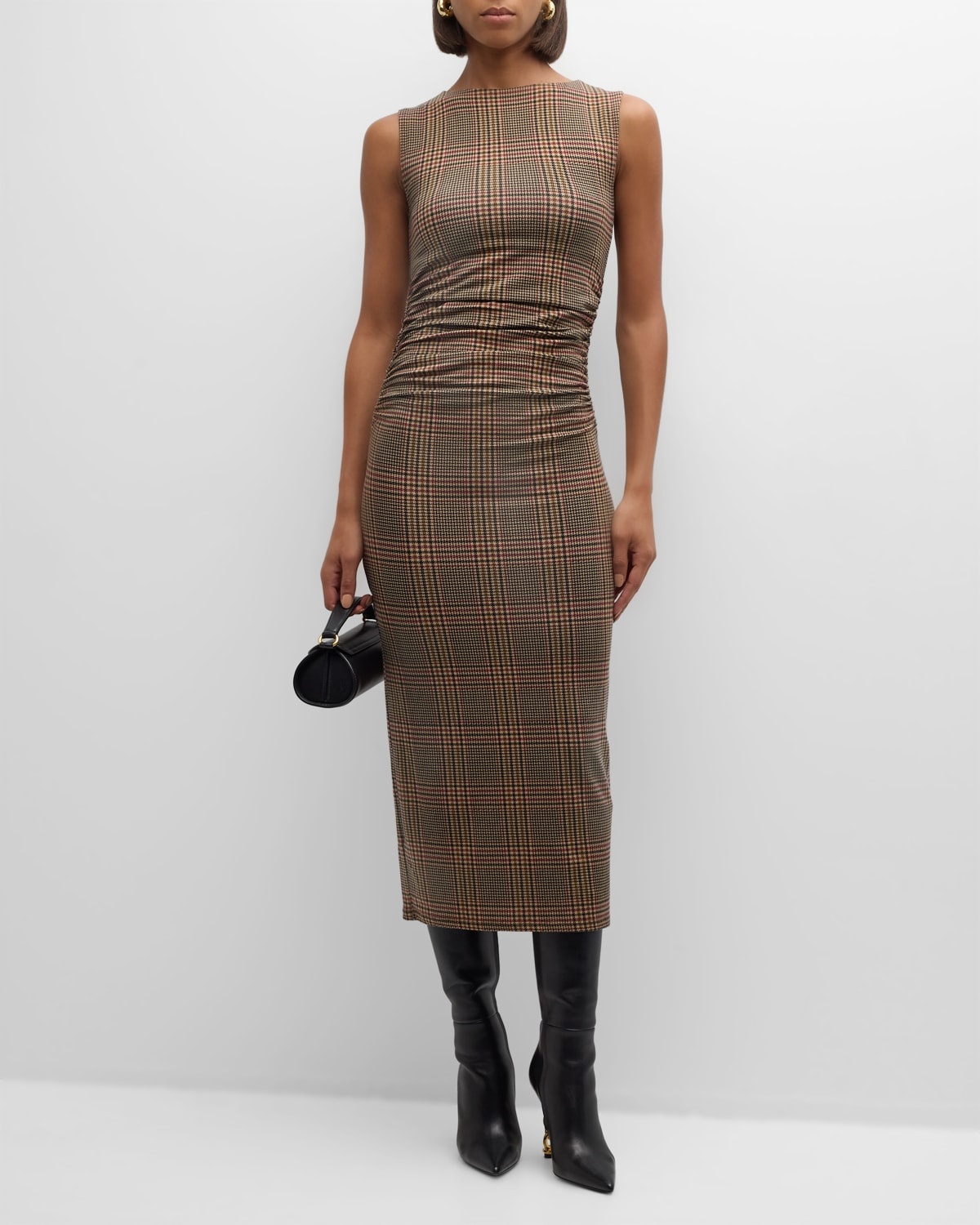 Charissa Plaid Bodycon Midi Dress - 3