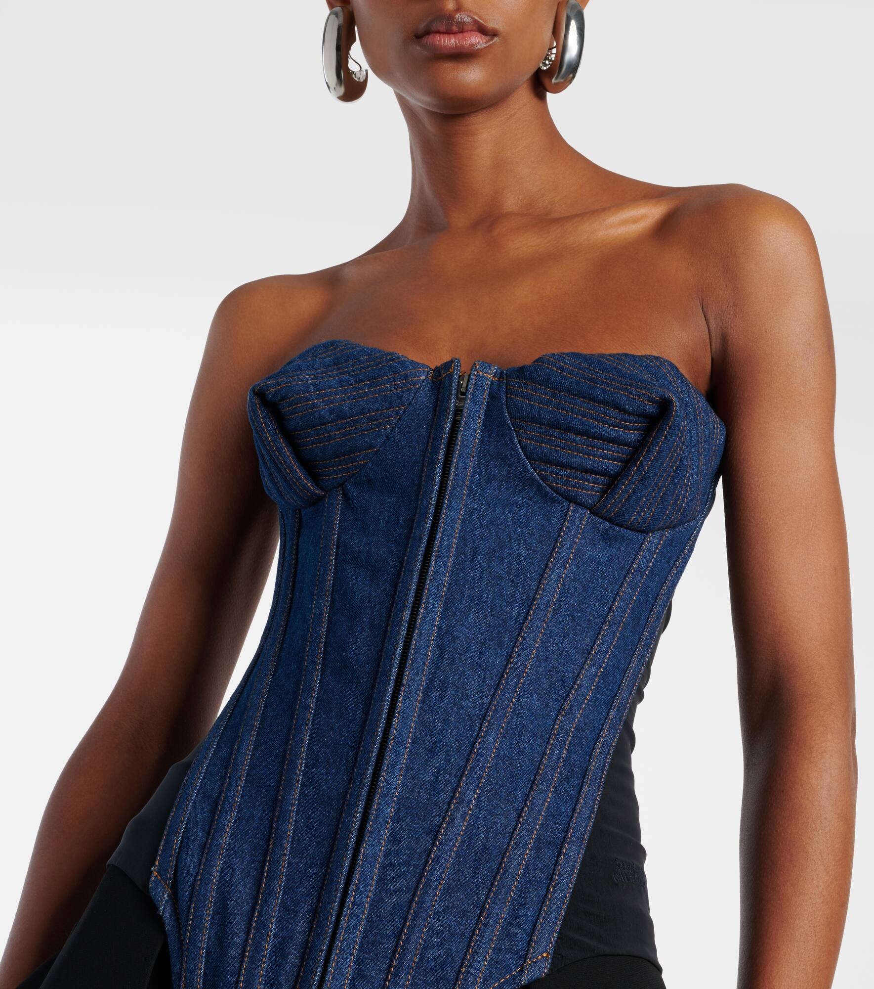Paneled denim corset - 4