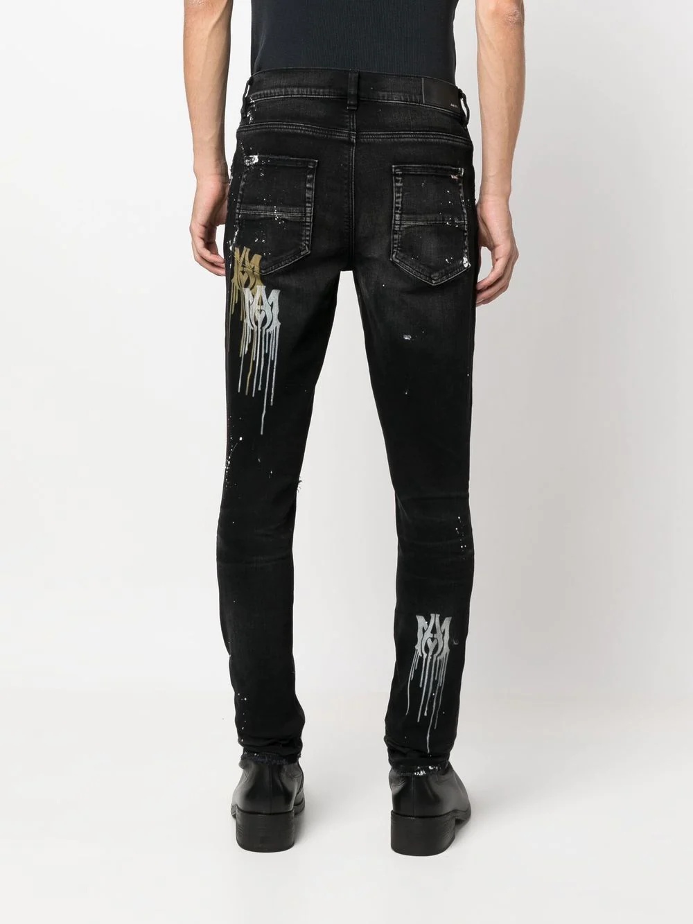 paint splatter-blend skinny-cut jeans - 4