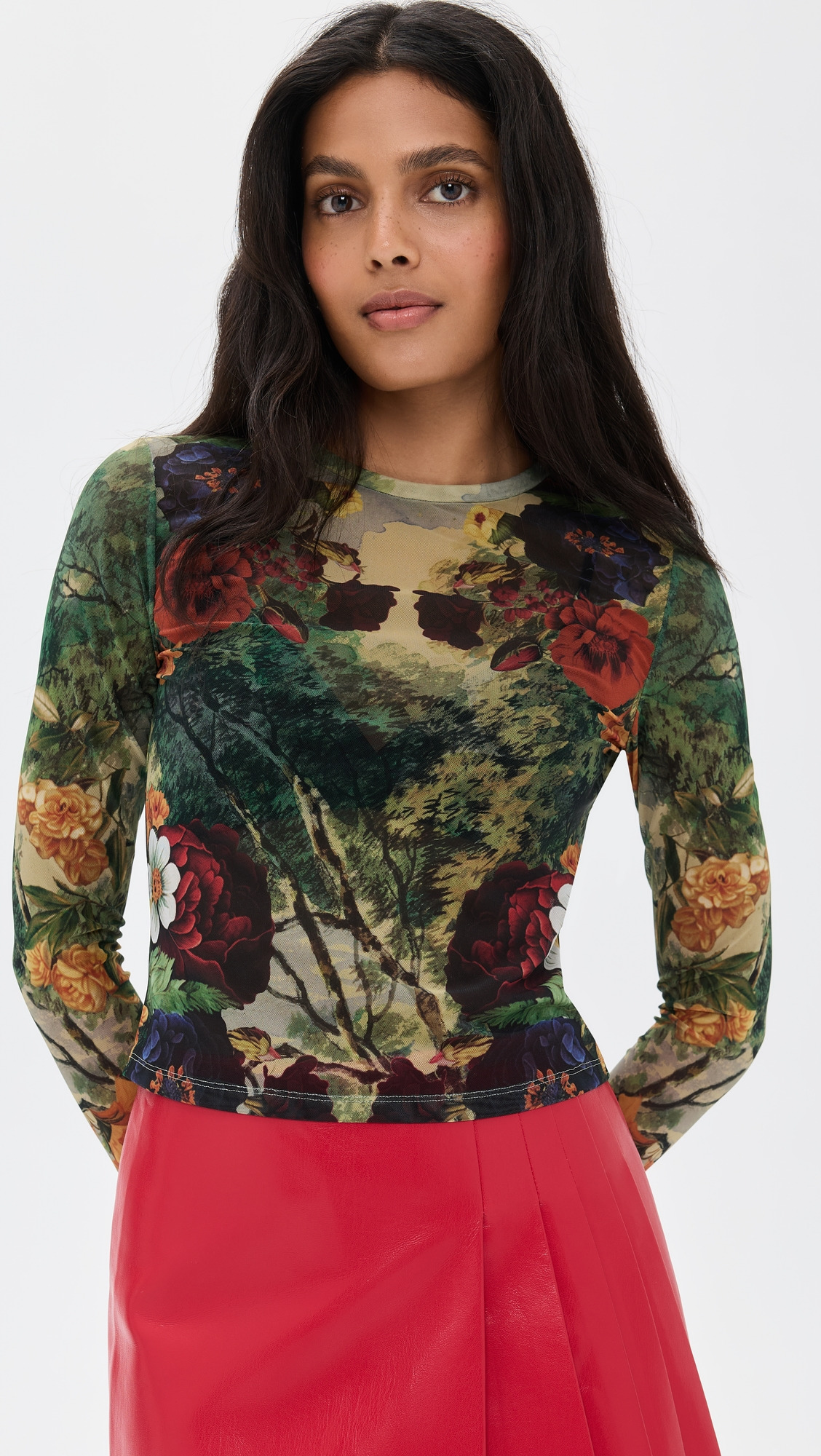 Delaina Printed Mesh Crop Top - 1