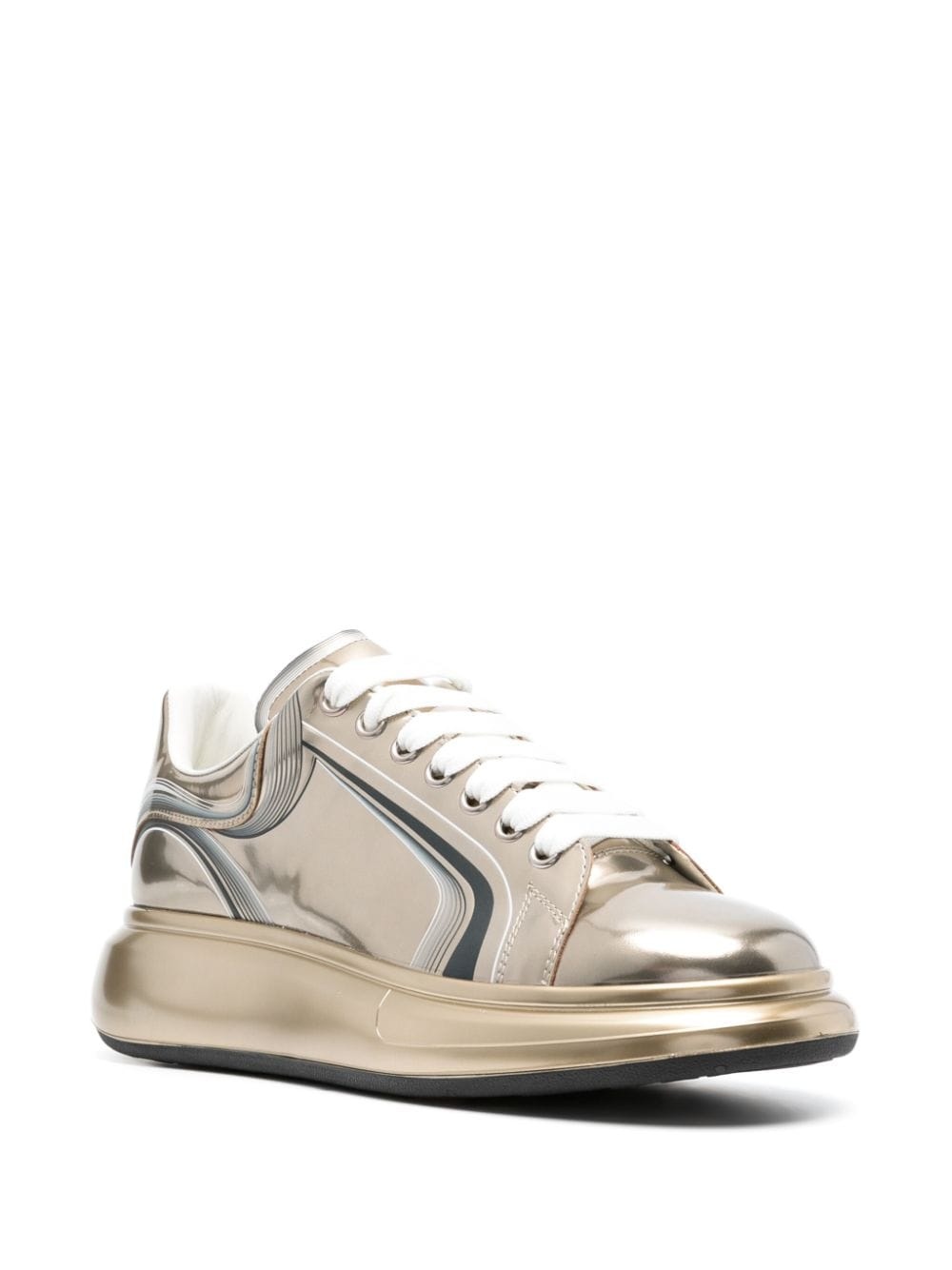 Alexander McQueen Oversized metallic leather sneakers | REVERSIBLE