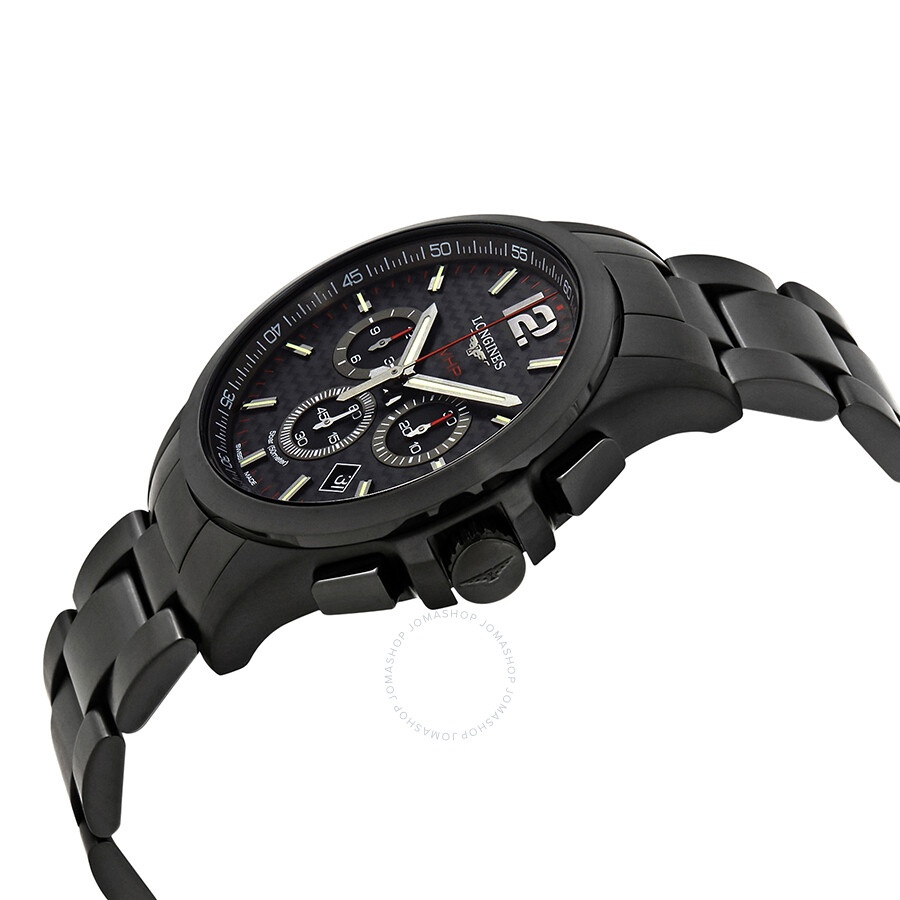 Longines Conquest V.H.P. Black Carbon Dial Men's Chronograph Watch L3.727.2.66.6 - 2