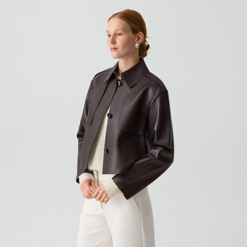 Cropped Trench in Sleek Leather 3