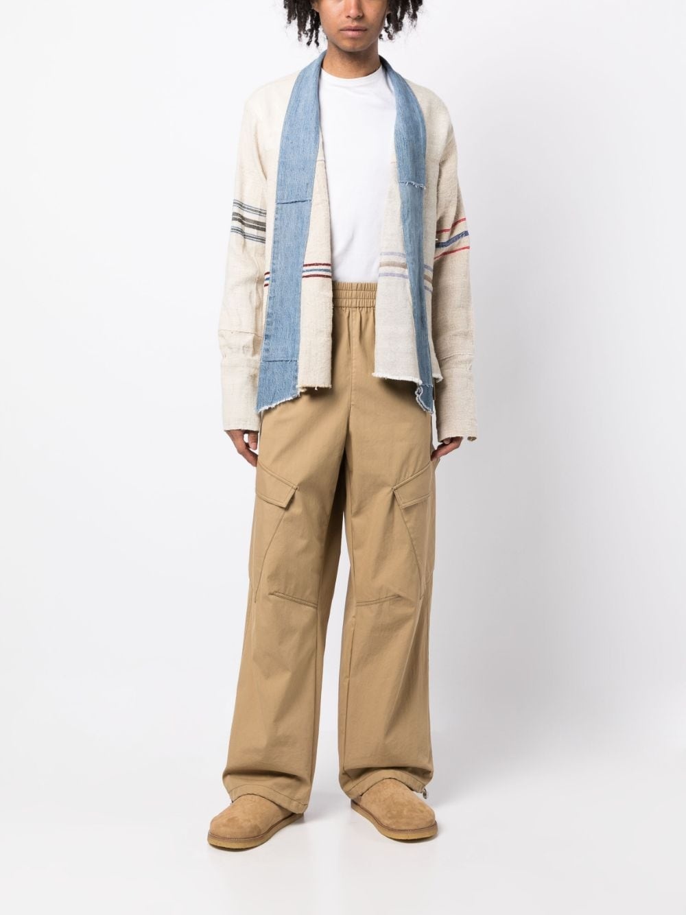 stripe-print panelled jacket - 2