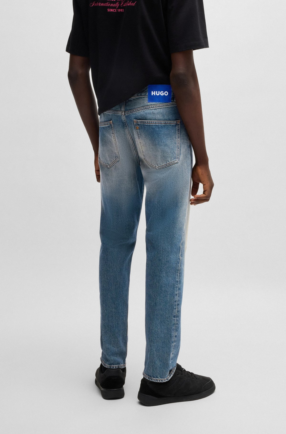 REGULAR-FIT JEANS IN MID-BLUE STONEWASHED DENIM - 4