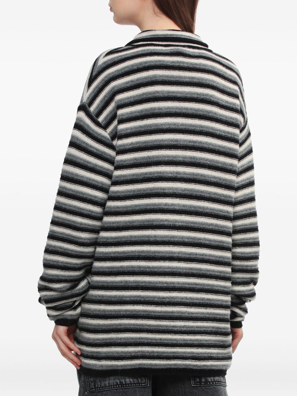 striped teddy-applique cardigan - 4