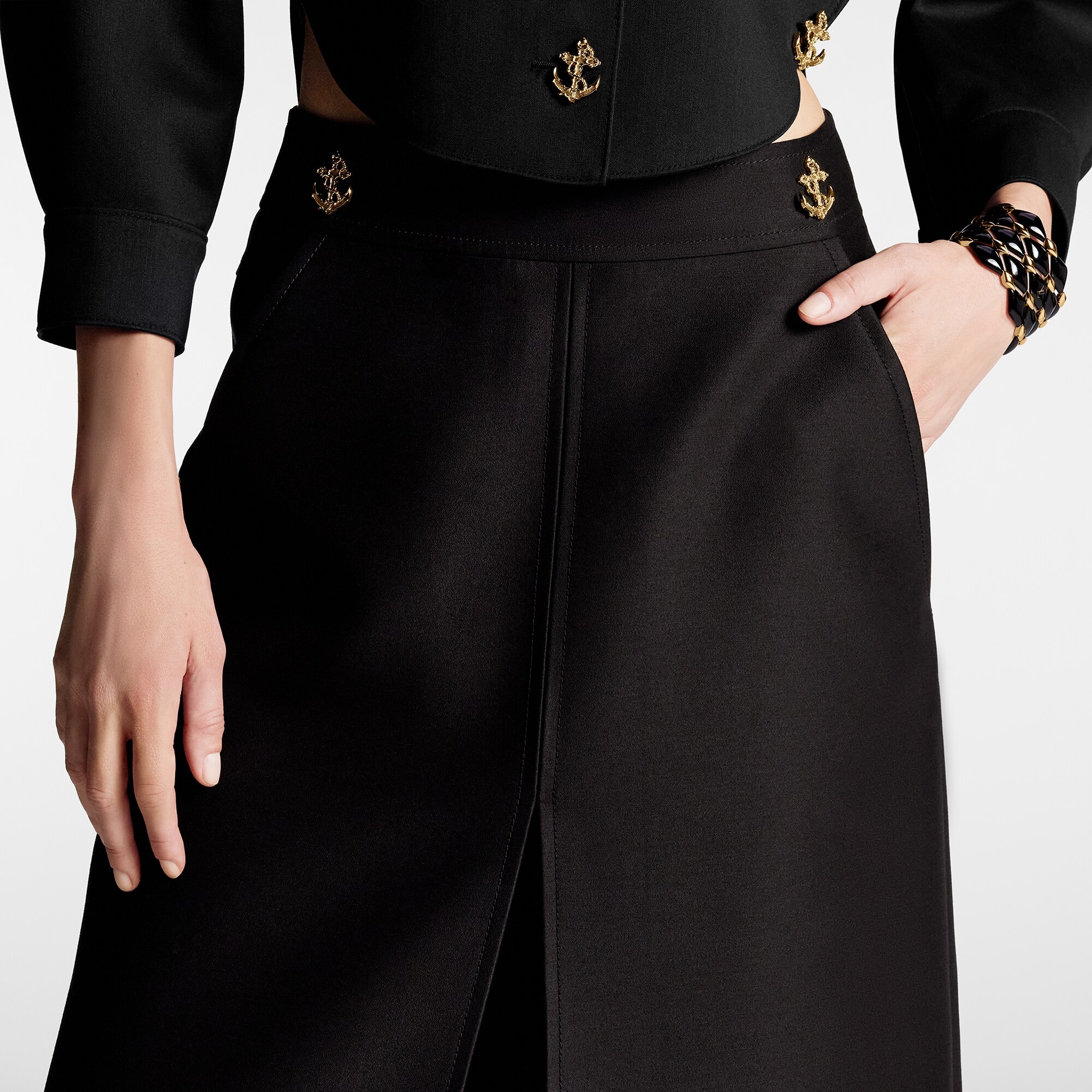 Anchor Button Midi Skirt - 2