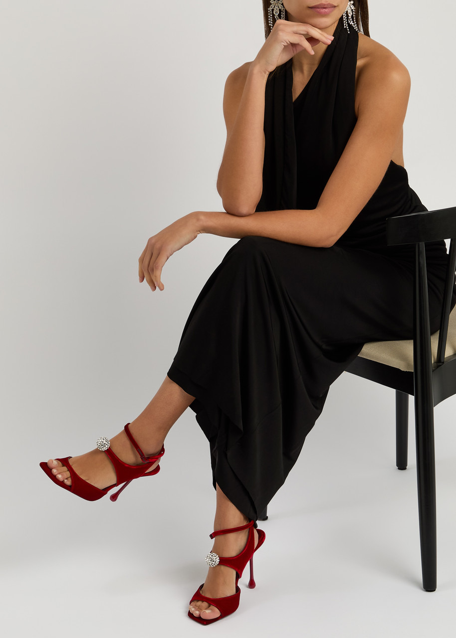 Jimmy Choo Orb 95 Cut-out Velvet Sandals - 5