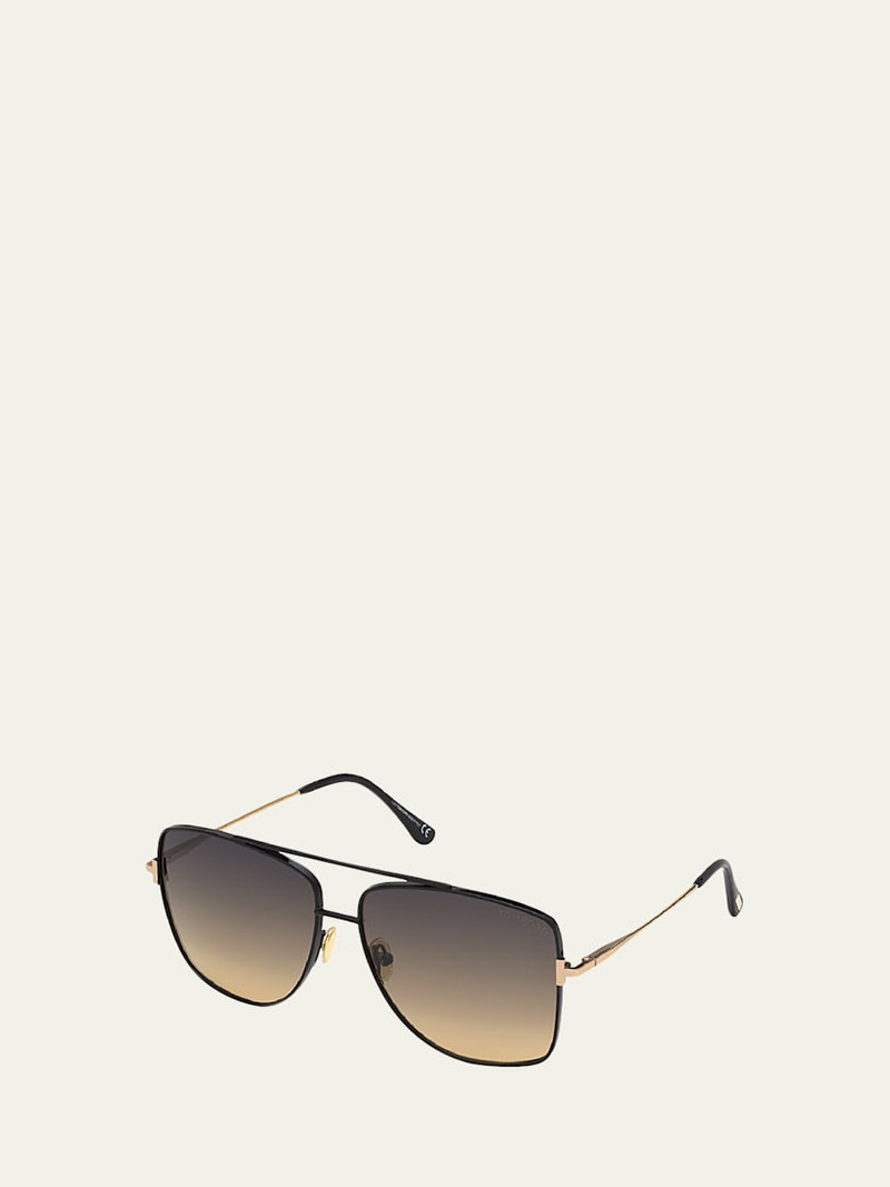 TOM FORD Reggie Metal Aviator Sunglasses outlook