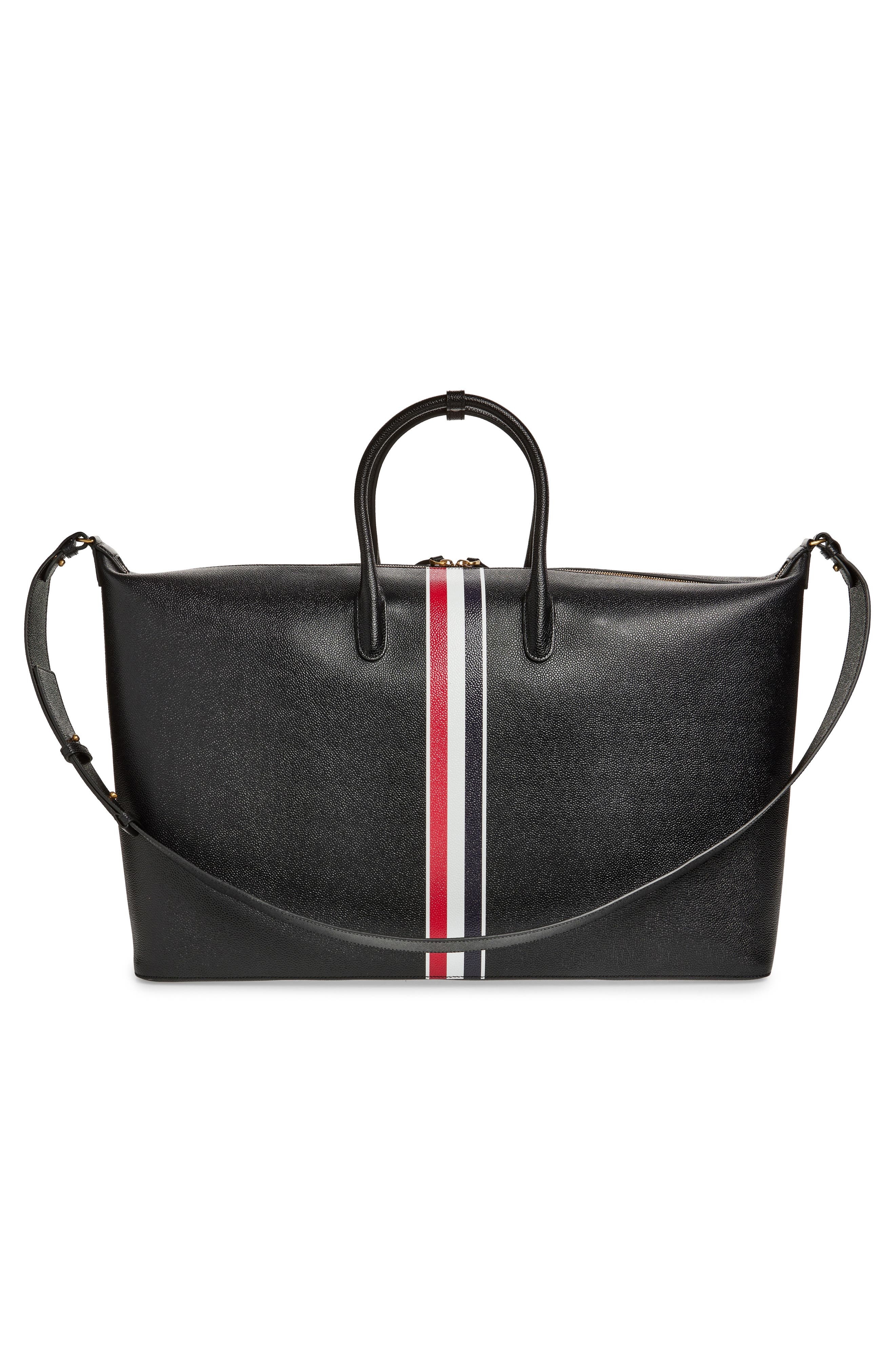 Thom Browne RWB Stripe Leather Duffle Bag in Black at Nordstrom - 4