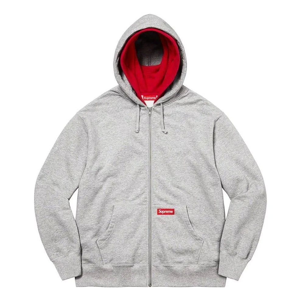 Supreme Double Hood Facemask Zip Up Hooded Sweatshirt 'Grey Red' SUP-FW22-830 - 1