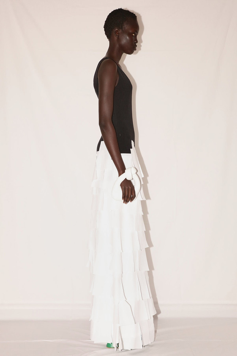 A.W.A.K.E. MODE MAXI DRESS WITH LASER CUT DECORATIVE ELEMENTS BLACK AND WHITE outlook
