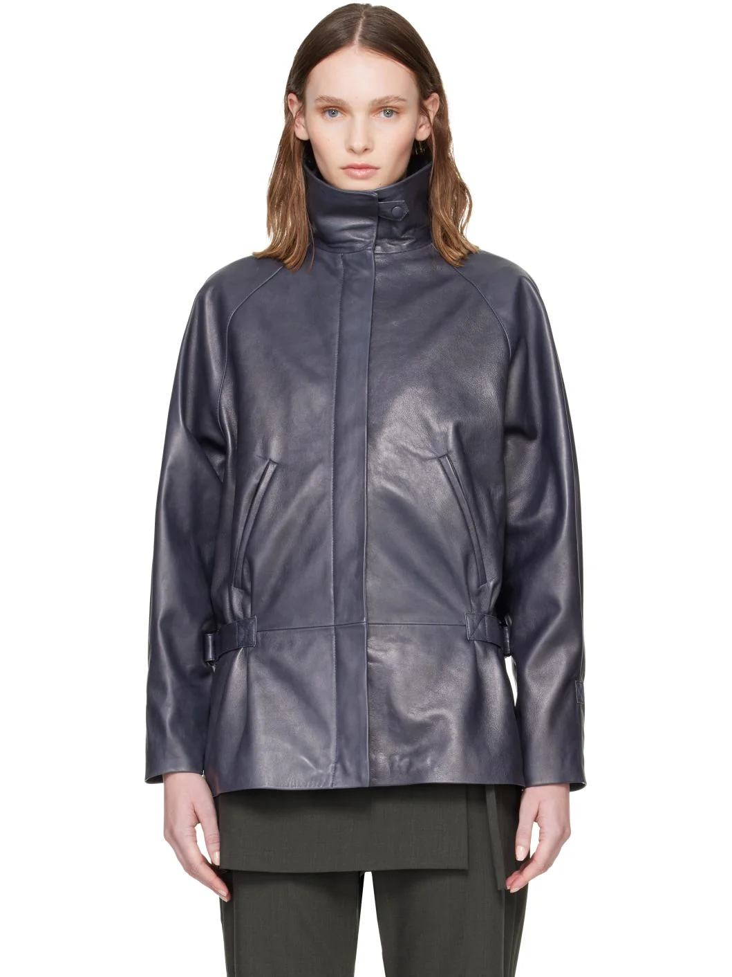 Navy Llança Leather Jacket - 1