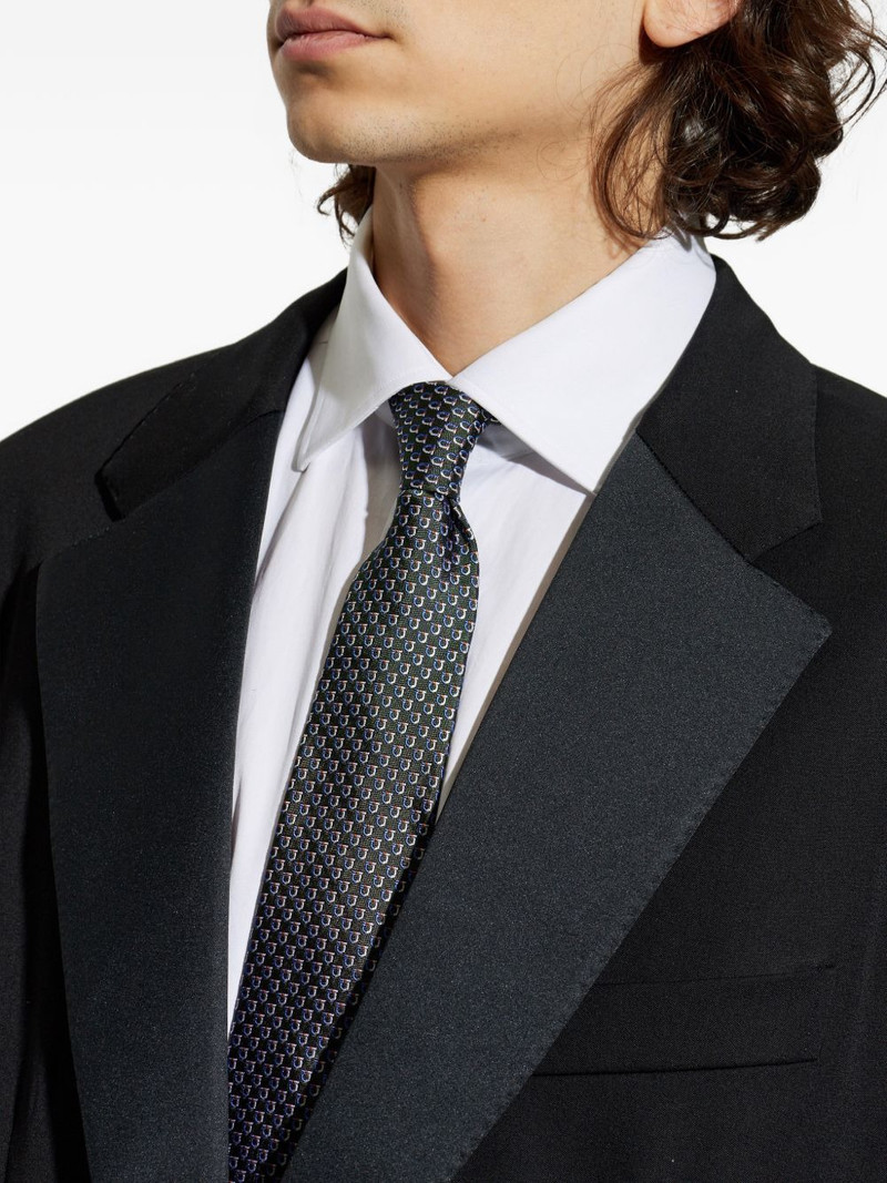 Gancini-pattern silk tie 4