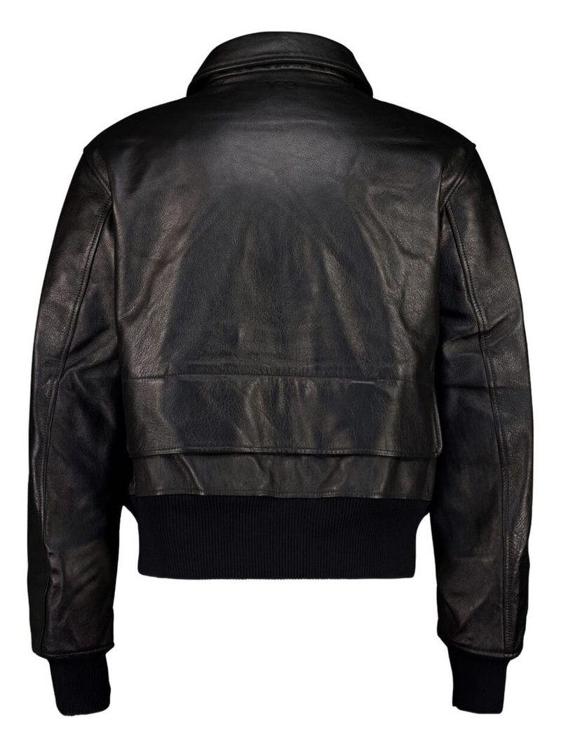 Y-3 zipped-front leather jacket outlook