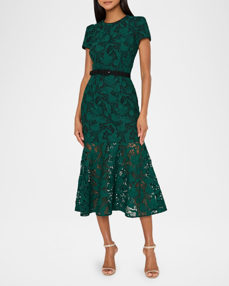 MILLY Tahlia Tulip Garden Lace Midi Dress outlook
