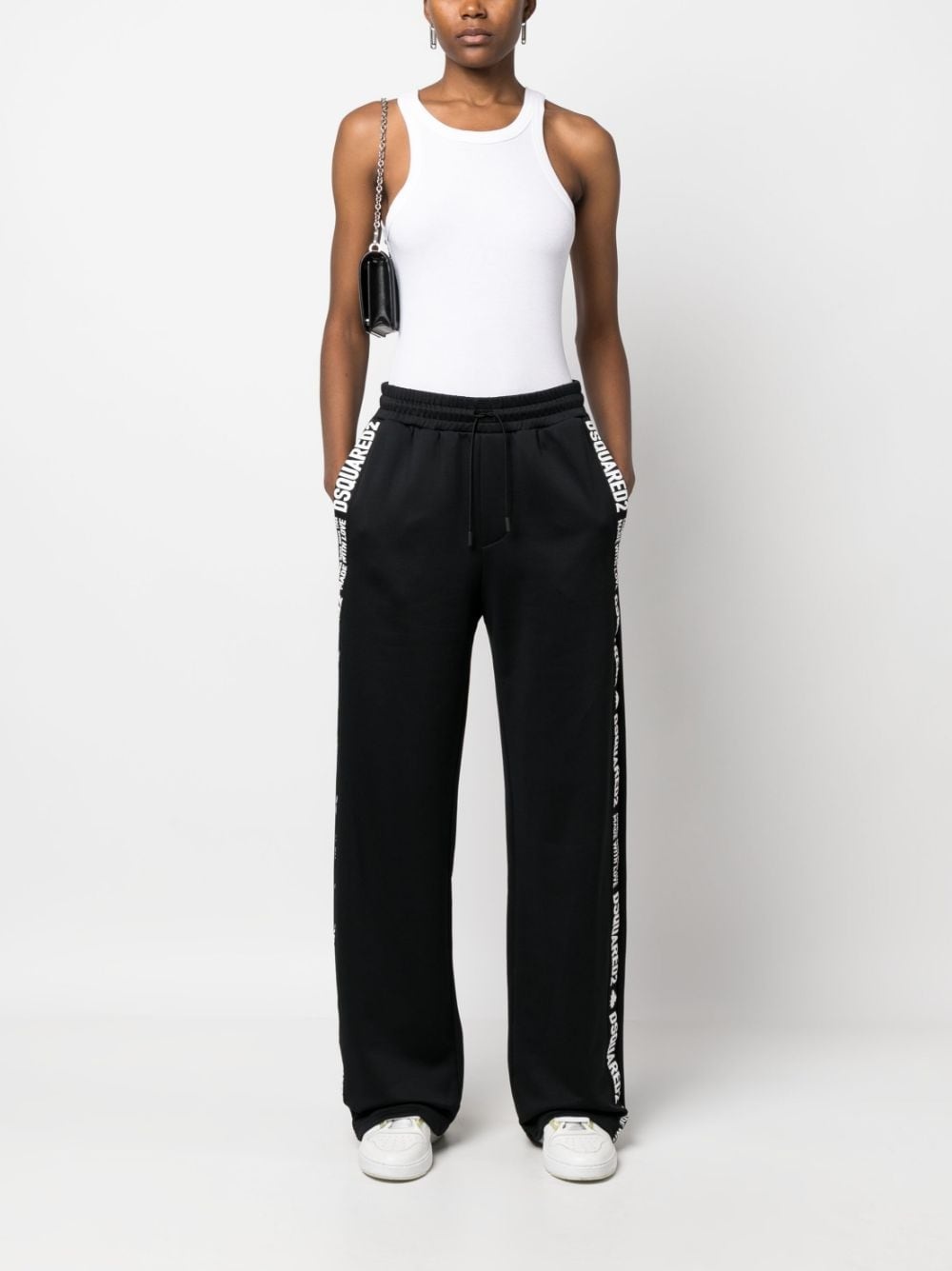 logo-tape cotton track pants - 2