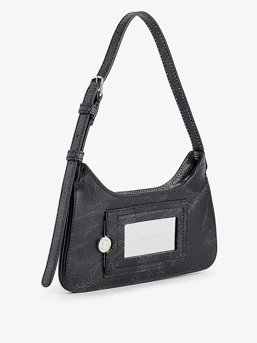 Platt micro crackle leather shoulder bag - 3