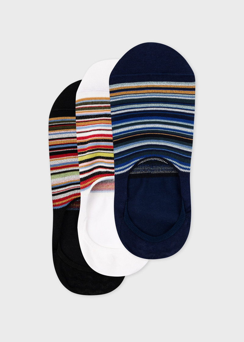 Black, Navy & White 'Signature Stripe' Loafer Socks Three Pack 1