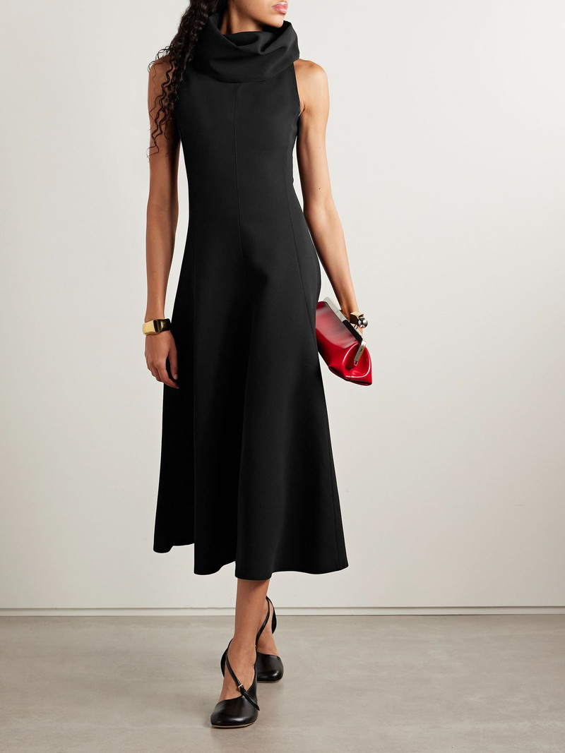 JACQUEMUS Draped crepe midi dress Black outlook