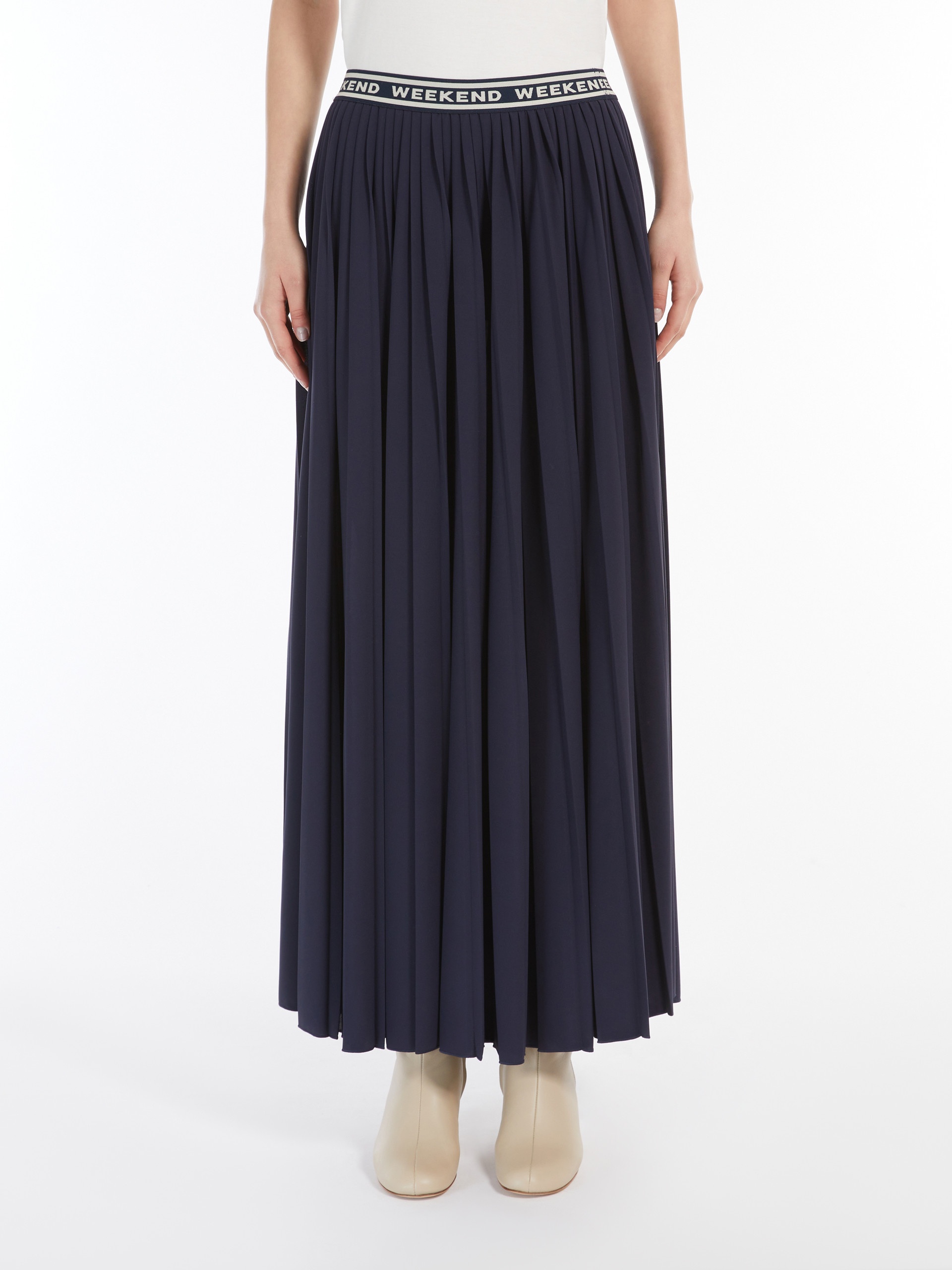 BLEU Pleated jersey long skirt - 3
