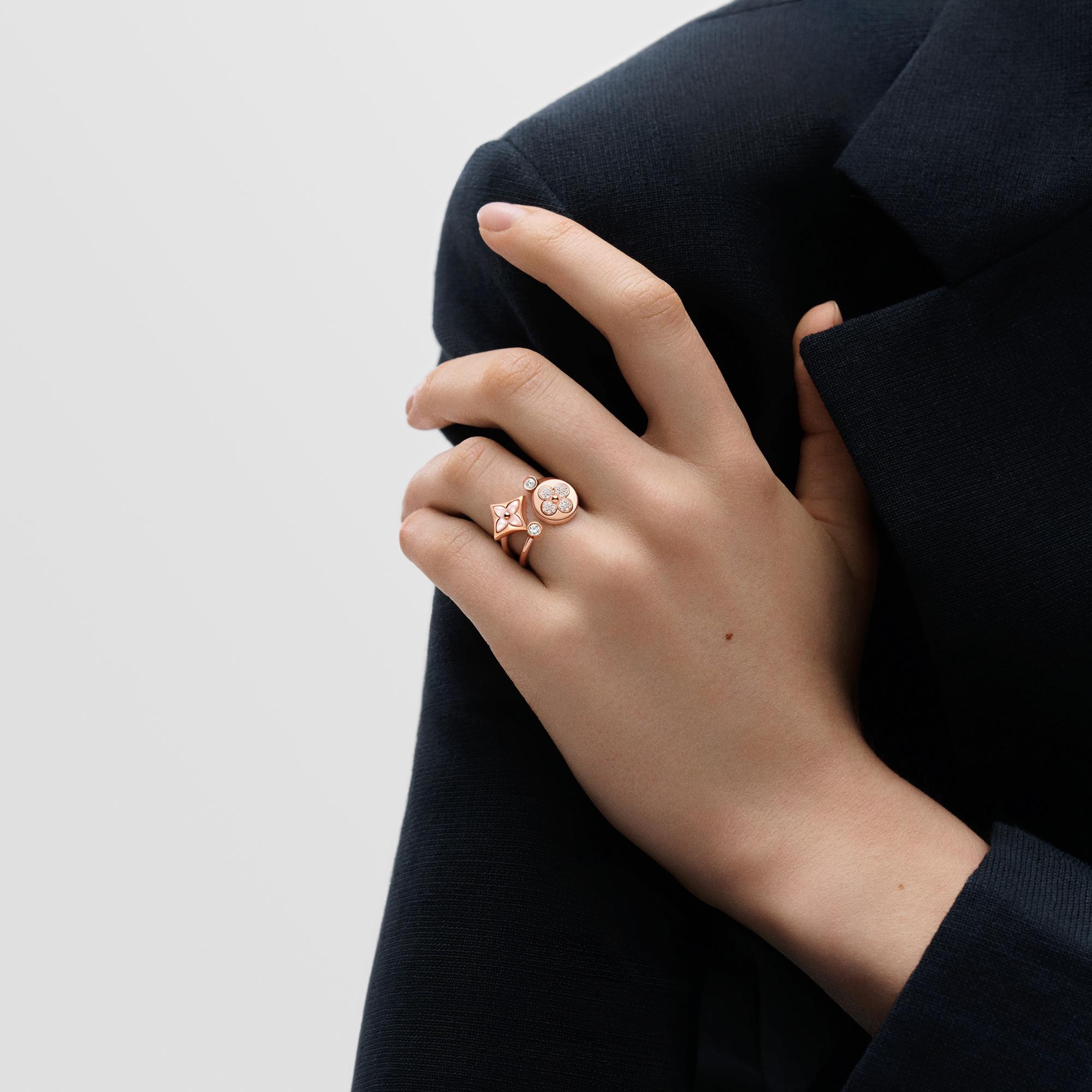 Color Blossom Mini Sun Ring, Pink Gold And Diamonds - 2
